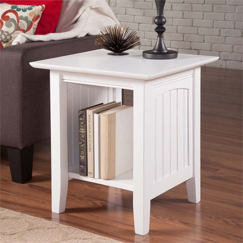 AFI Nantucket Solid Wood Transitional End Table in White
