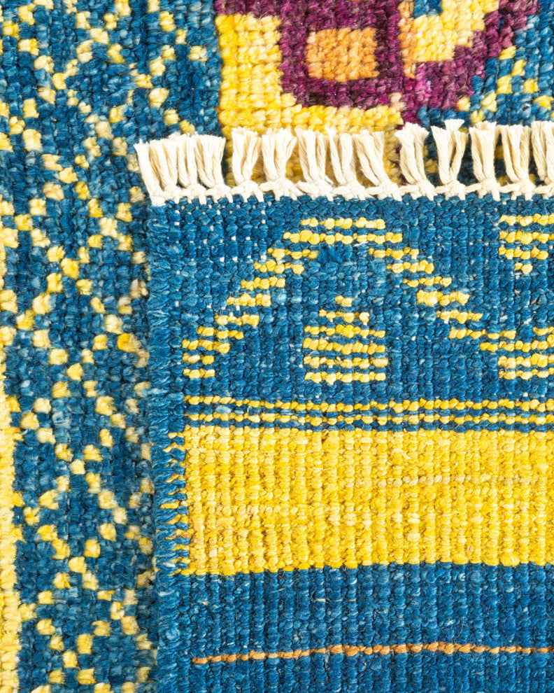 Modern, One-of-a-Kind Handmade Area Rug Blue, 5' 5" x 7' 10"