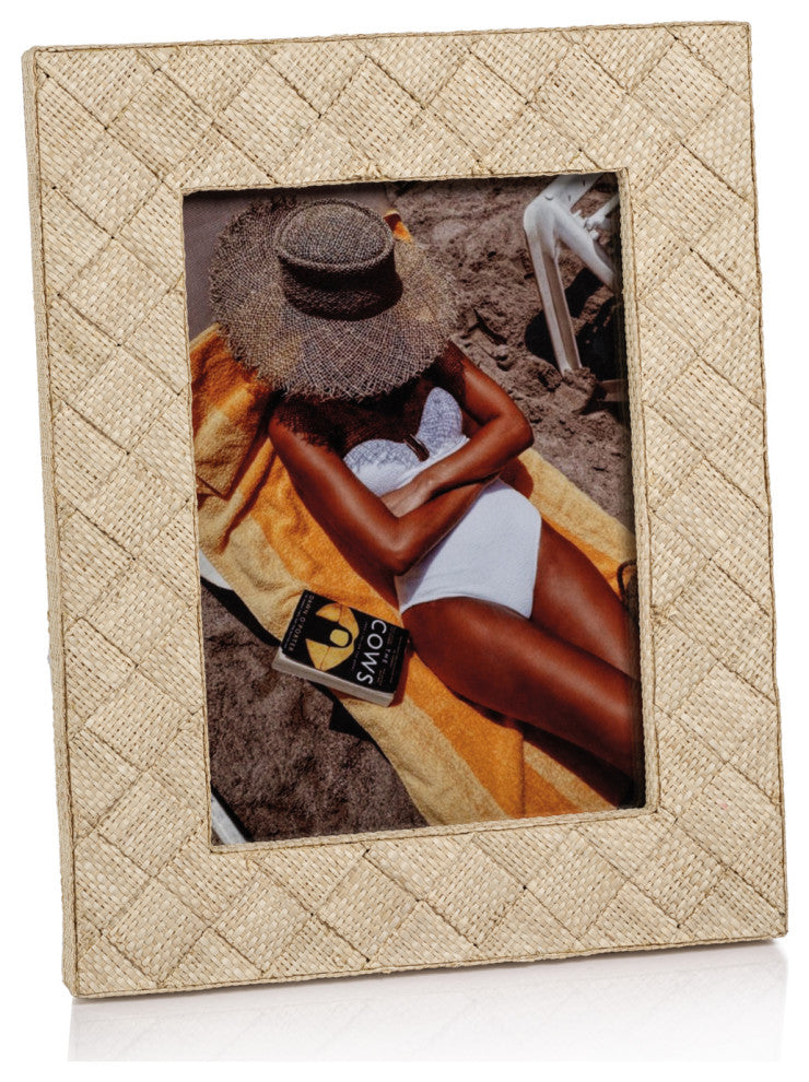 Lazarev Woven Raffia Photo Frame, 5" x 7"