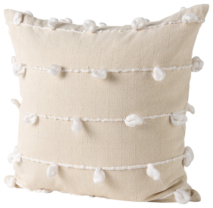 Erica 20x20 Cream With White Detail Decorative Pillow Cover