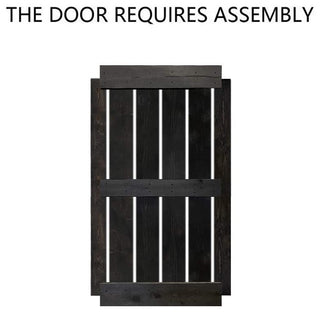 Stained Solid Pine Wood Sliding Barn Door, Charcoal Black, 38"x84", Mid-Bar