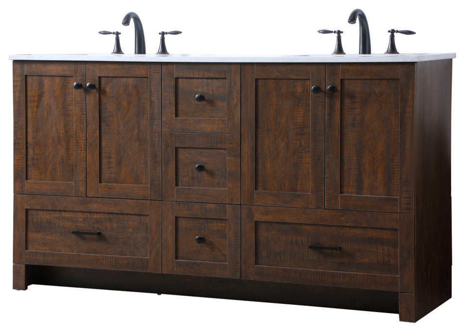 60" Double Bathroom Vanity, Expresso, 60