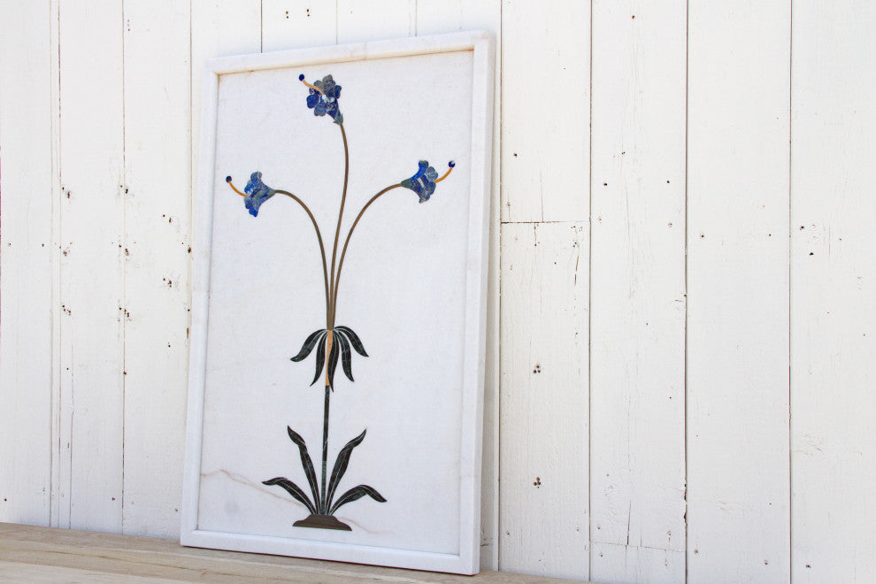 Precious Botanical Inlay Marble Panel