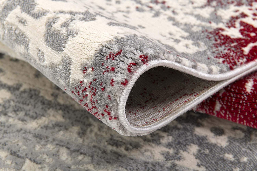 4'' X 6'' Red Abstract Dhurrie Area Rug