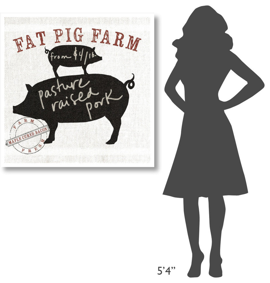 "Farm Linen Pig Black" Digital Paper Print by Sue Schlabach, 38"x38"