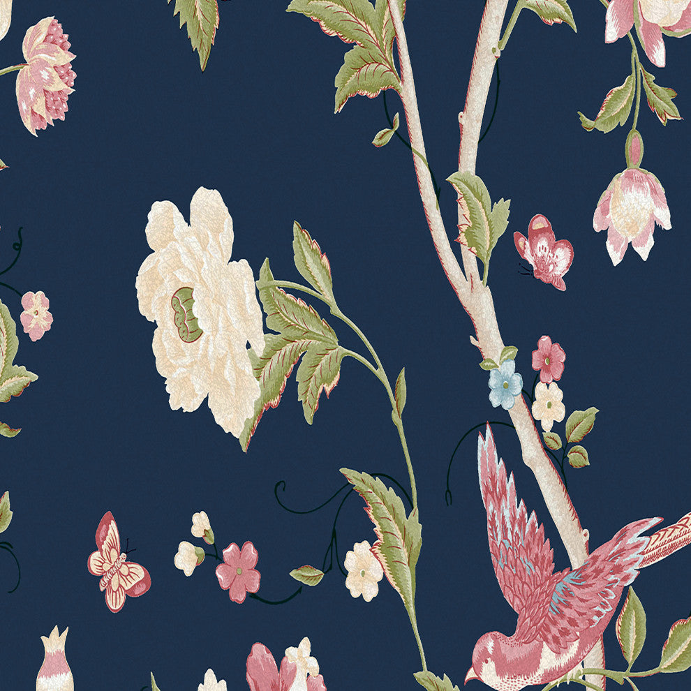 Laura Ashley Summer Palace Wallpaper, Midnight Blue
