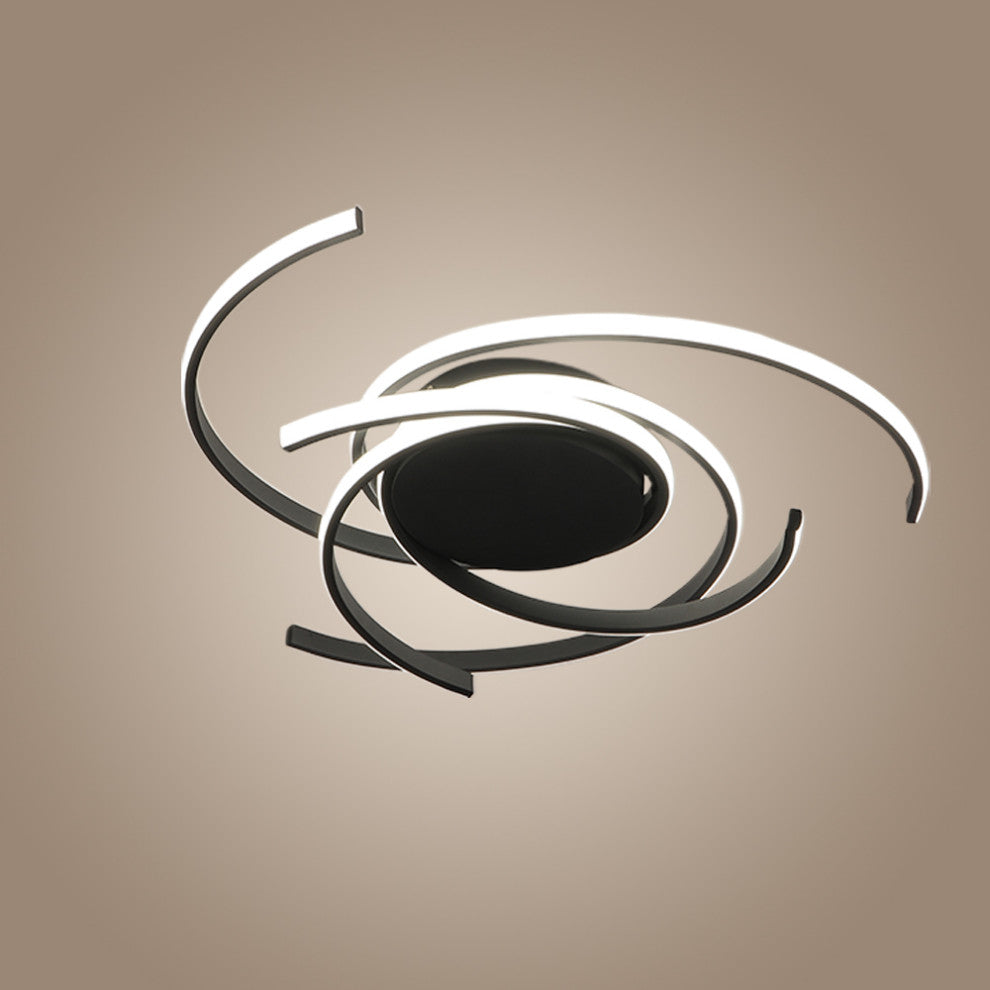 22" LED Semi Flush Mount Light Modern Ceiling Lamp, Black