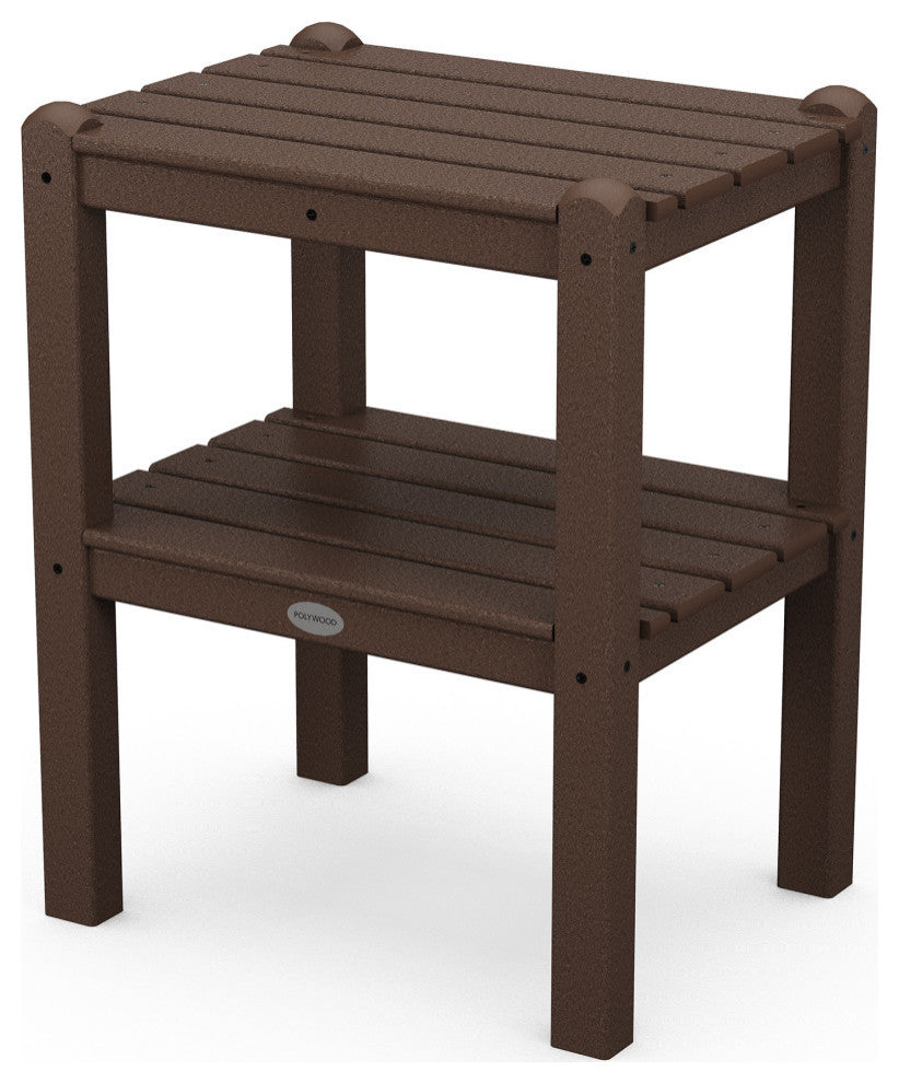 Polywood Two Shelf Side Table, Mahogany
