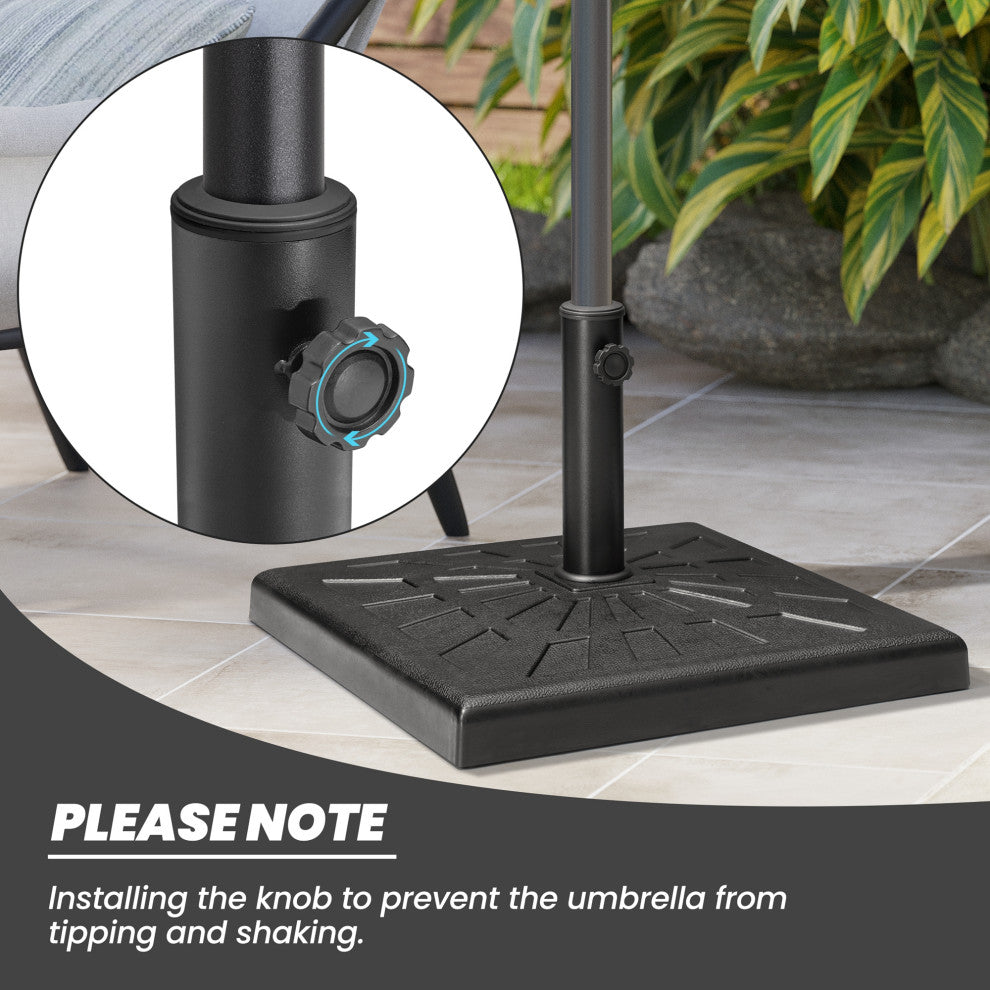 43 lbs Resin Square Concrete Market Umbrella Base, Black
