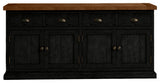 80" Rustic Two Tone Sideboard Buffet, Antique Black
