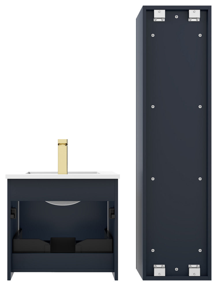 Floating Bathroom Vanity with Sink, Wall Mounted Vanity, Blue, 20" W/ Sink, Side Cabinet