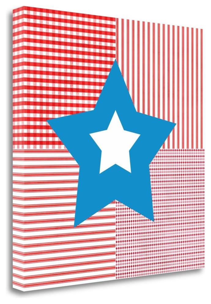 "Red White Blue Star" By Linda Woods, Giclee Print on Gallery Wrap Canvas