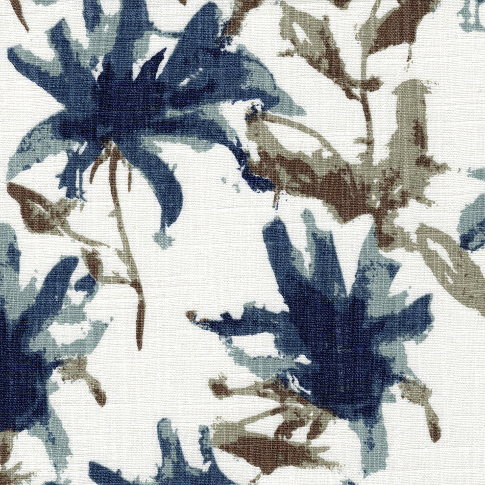 Reversible King Duvet Cover Kendal Regal Blue Watercolor Floral Cotton Linen