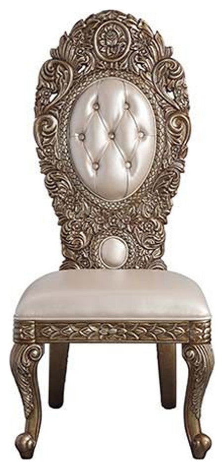 Benzara BM262221 S/2 Side Chair With Intricate Carvings & Queen Anne Legs, Brown