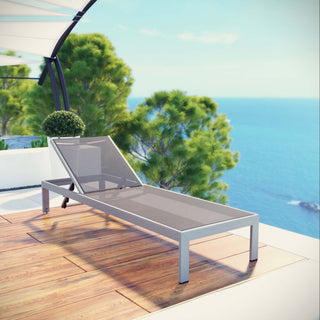 Shore Outdoor Aluminum Mesh Chaise, Silver Gray