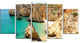 "Rocky and Rough Portugal Bay" Seashore Wall Art, 60"x32", 5-Panels
