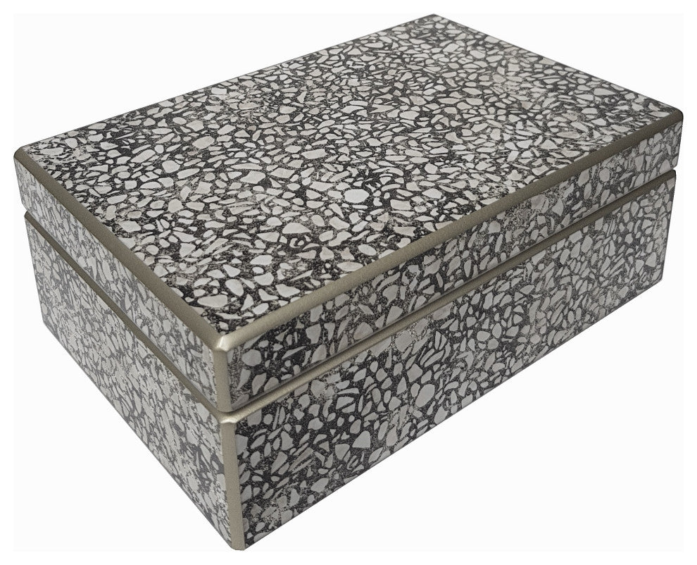 Handmade Reverse Painted Mirror Rectangular Box in Terrazzo - Small