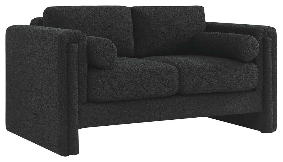 Visible Boucle Fabric Loveseat - Black