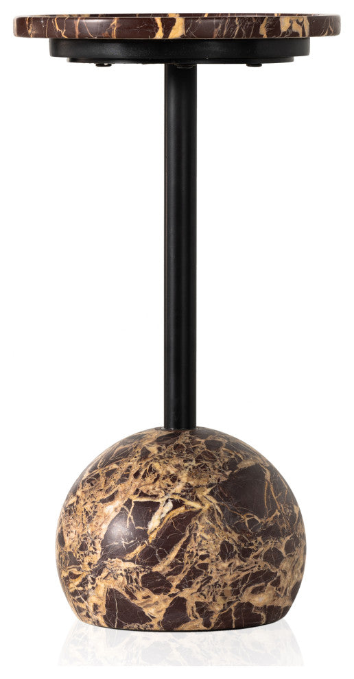 Viola Accent Table-Merlot Marble