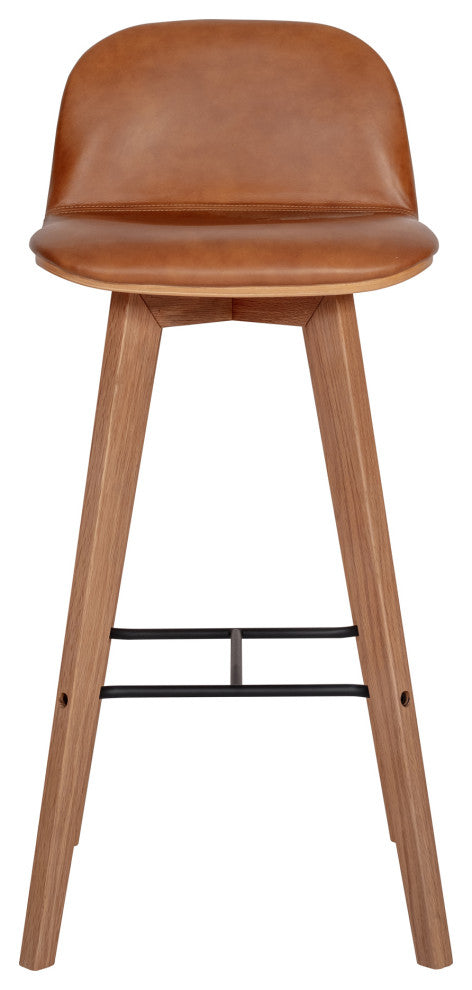 Scandinavian Napoli Leather Barstool Tan - Brown