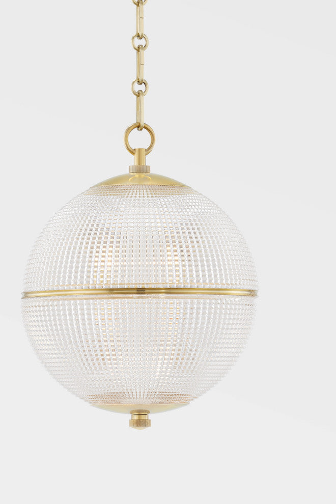 Sphere No. 3 1-Light Pendant by Mark D. Sikes, Small, Aged Brass, Clear