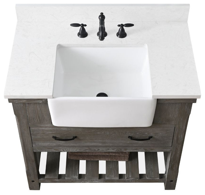 Wesley 36" Bathroom Vanity, Weathered Gray