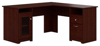 Scranton & Co 60" Transitional Engineered Wood L-Computer Desk in Harvest Cherry
