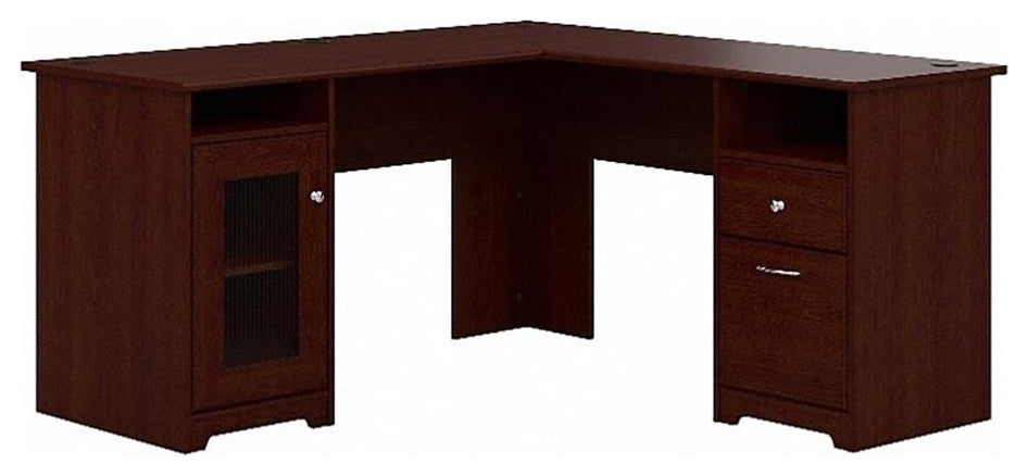 Scranton & Co 60" Transitional Engineered Wood L-Computer Desk in Harvest Cherry