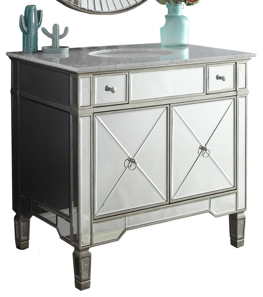 36" Carrara Marble Mirror Reflection Ashlyn Bathroom Vanity