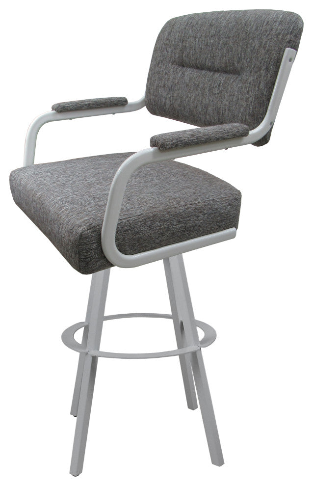 Swivel Metal Bar Stool on Warren Base, Mojave Gray/White, 30"