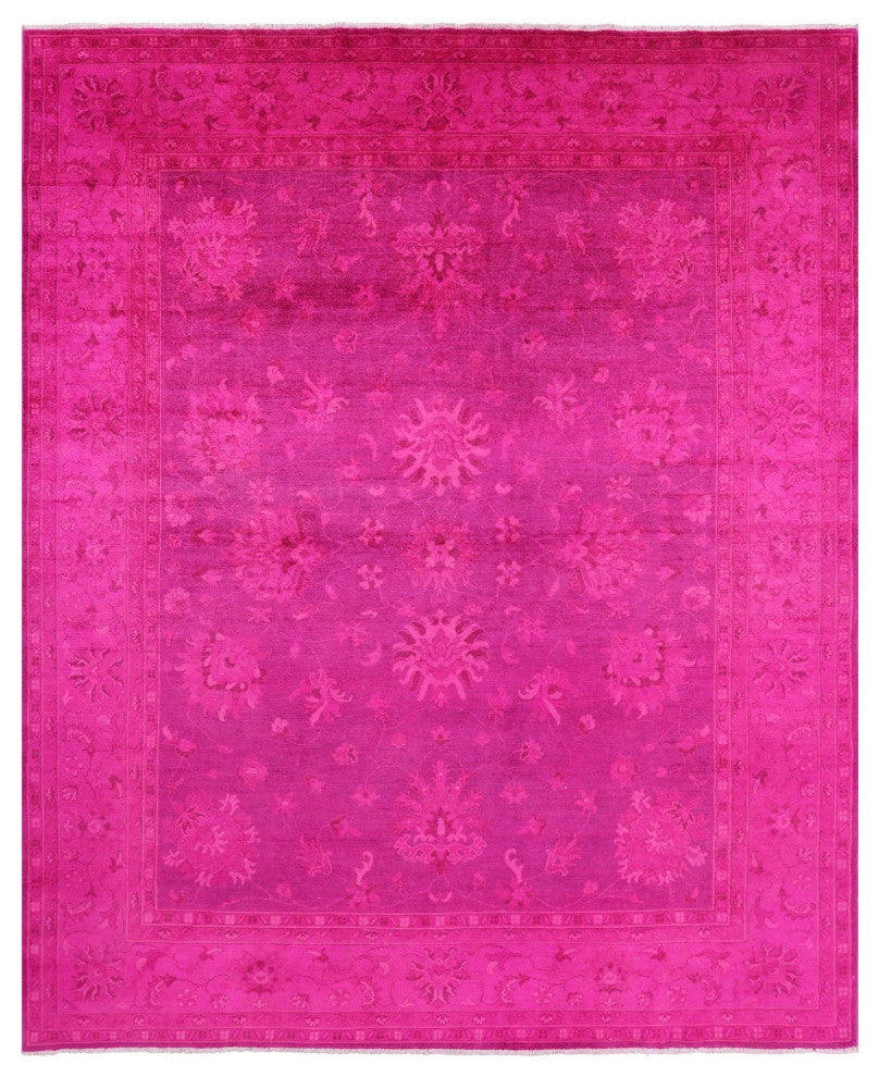 8' 0" X 9' 7" Overdyed Full Pile Handmade Wool Rug - Q12709
