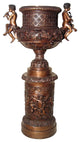 Large Decorative Bronze Urn With Cherub Handles