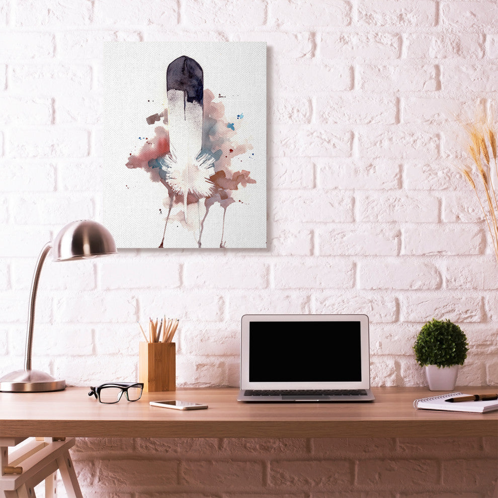 Bird Feather Abstract Watercolor Painting, 30"x40"