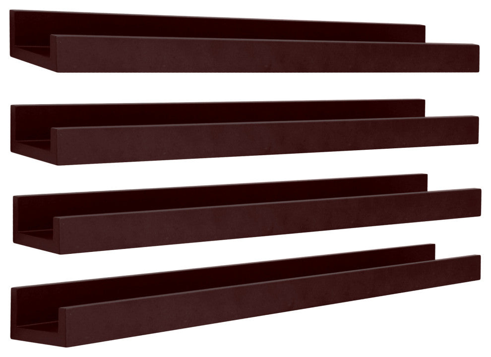 Kiera Grace Edge Floating Photo Frame Shelf Espresso, 23" by 4", Set of 4