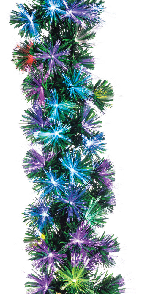 6' Long Pre-lit Color Changing Fiber Optic Garland With Multicolor LED lights