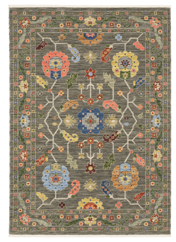Leoness Persian Floral Indoor Area Rug, Grey, 7'10" x 10'10"