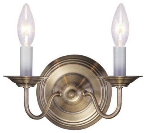 Livex Lighting 2 Light Antique Brass Wall Sconce - 5018-01