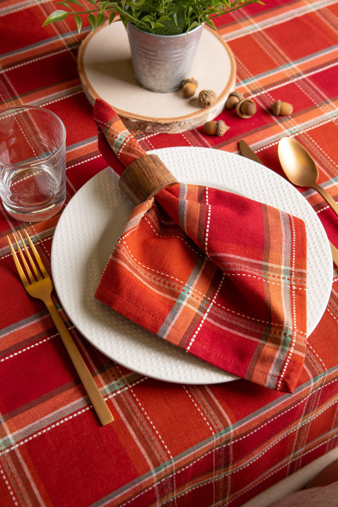 Autumn Spice Plaid Tablecloth 52"x52"