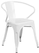 Metal Indoor-Outdoor Chair With Arms, White, 21.50"x19"x27.75"