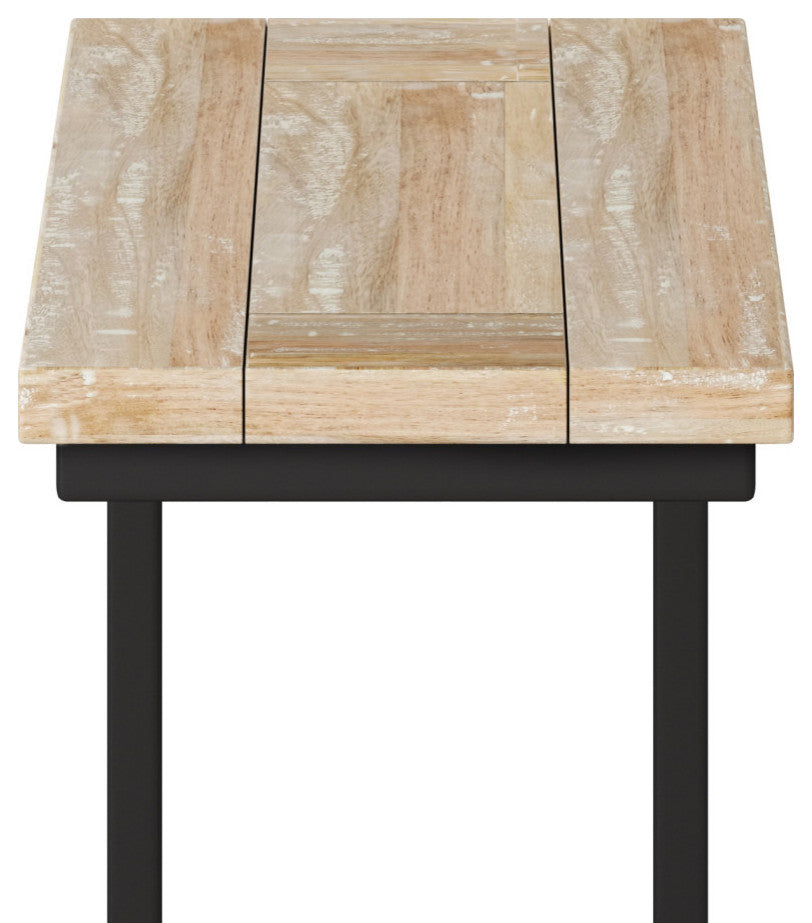 Skyler C Side Table With Marble Top, Distressed White Wash