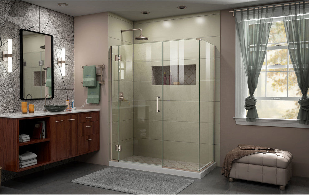 Unidoor-x 48"x34.38" Shower Enclosure, Brushed Nickel