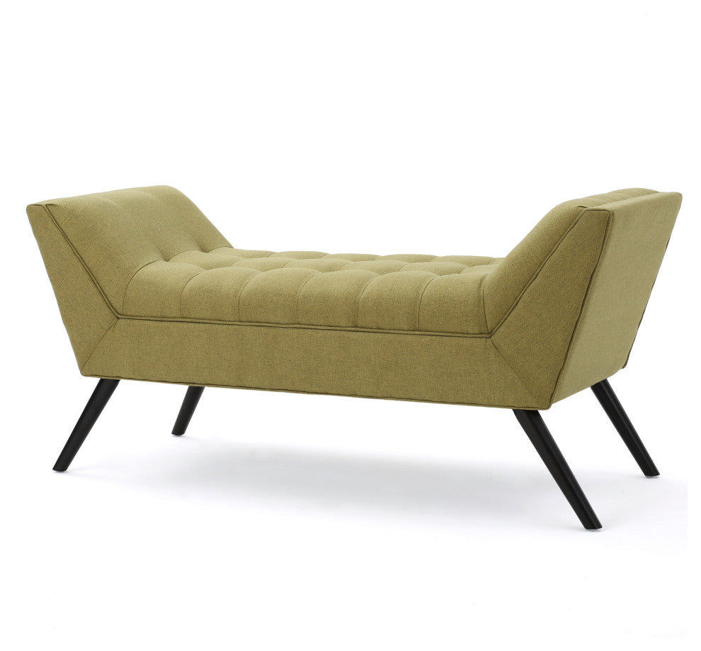 GDF Studio Madrid Tufted Fabric Ottoman Bench, Green