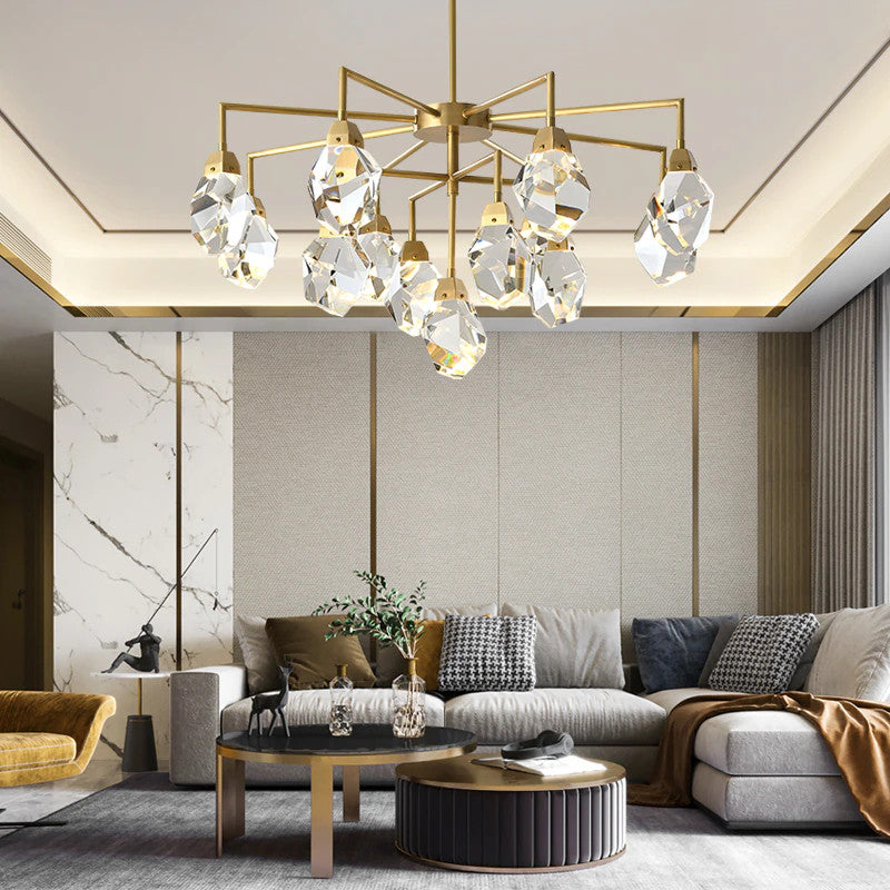 Gold Diamond Crystal Three Layer Led Copper Creative Chandelier, 16lights-A