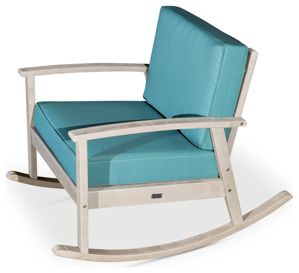 DTY Outdoor Living Longs Peak Eucalyptus Rocker w/ Cushions, Driftwood Gray, Sag