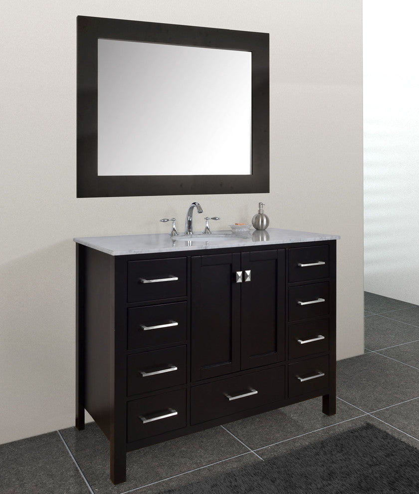 48" Malibu Espresso Single Sink Bathroom Vanity, Mirror