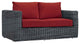 Summon Outdoor Patio Sunbrella Loveseat, Red