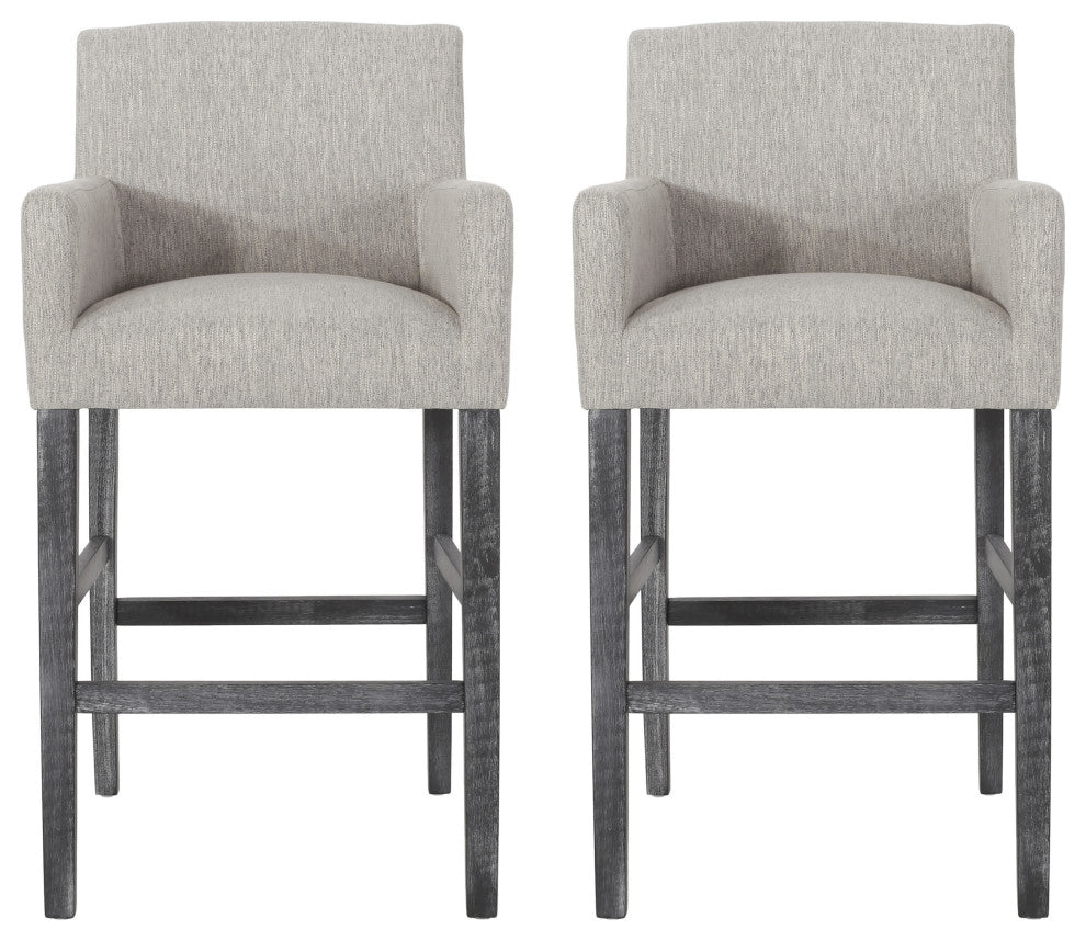 Chaparral Contemporary Fabric Upholstered Wood 30.5" Barstools, Set of 2, Light Gray/Gray