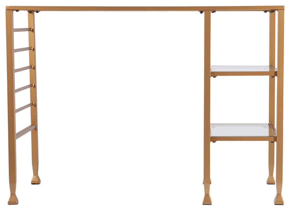 Helston Gold Metal/Glass Writing Desk
