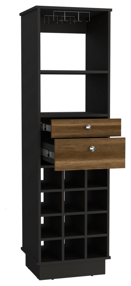 DEPOT E-SHOP Zircon Bar Cabinet, Black/Walnut