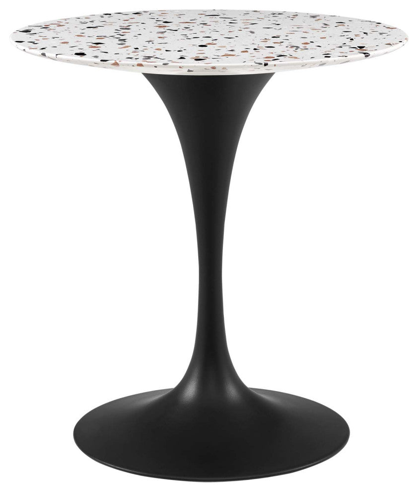 28" Dining Table, Round, White Black, Metal, Modern, Bistro Hospitality
